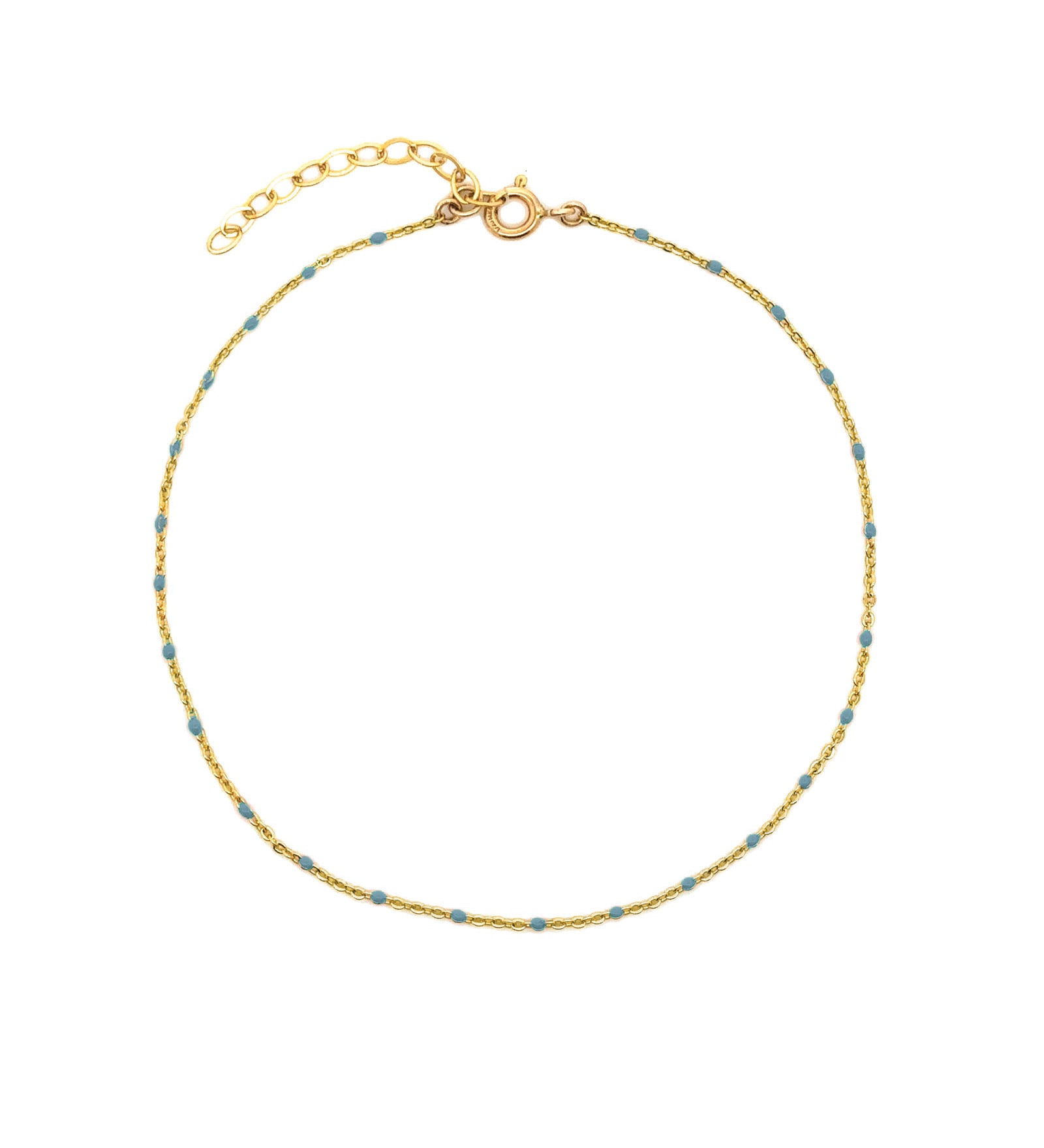 Enamel Chain Anklet Gold Plated, Blue Enamel