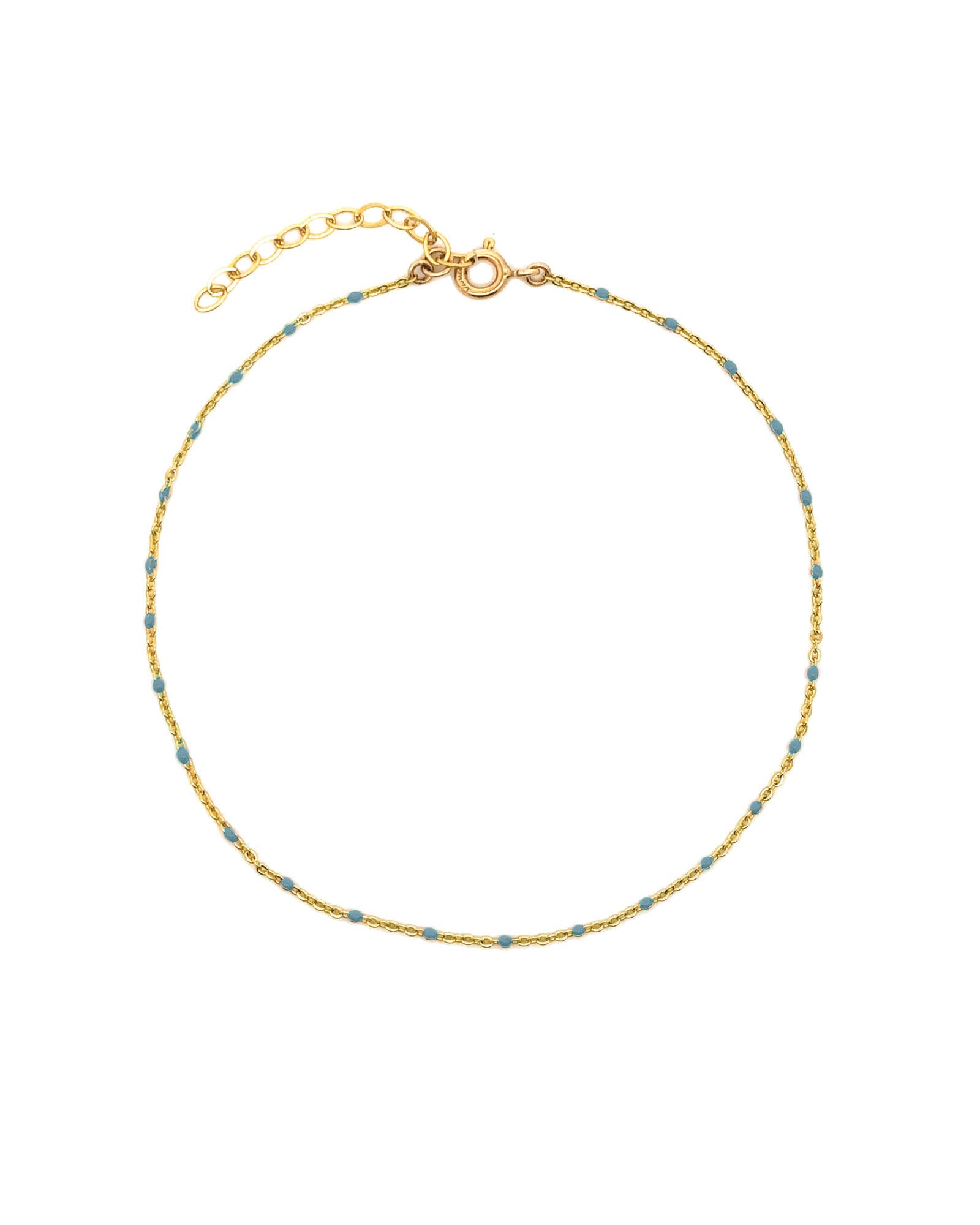 Enamel Chain Anklet Gold Plated, Blue Enamel