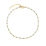 Enamel Chain Anklet Gold Plated, Navy Enamel