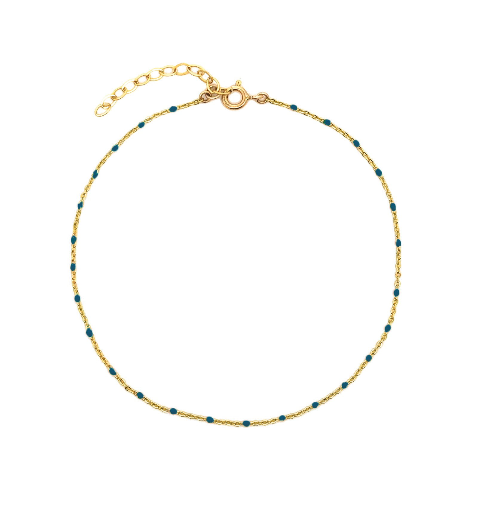 Enamel Chain Anklet Gold Plated, Navy Enamel