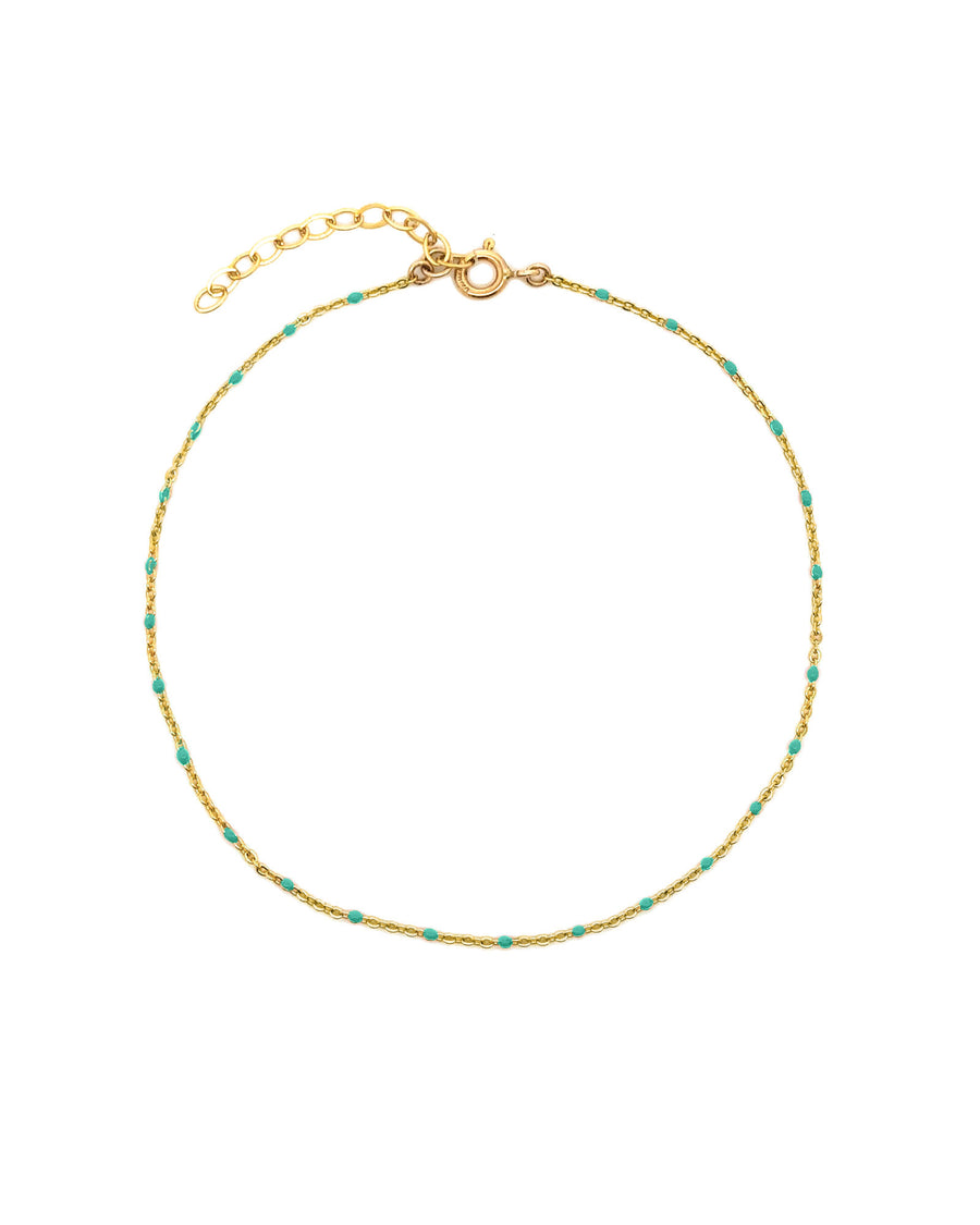 Charm Society-Enamel Chain Anklet-Anklets-Gold Plated, Turquoise Enamel-Blue Ruby Jewellery-Vancouver Canada