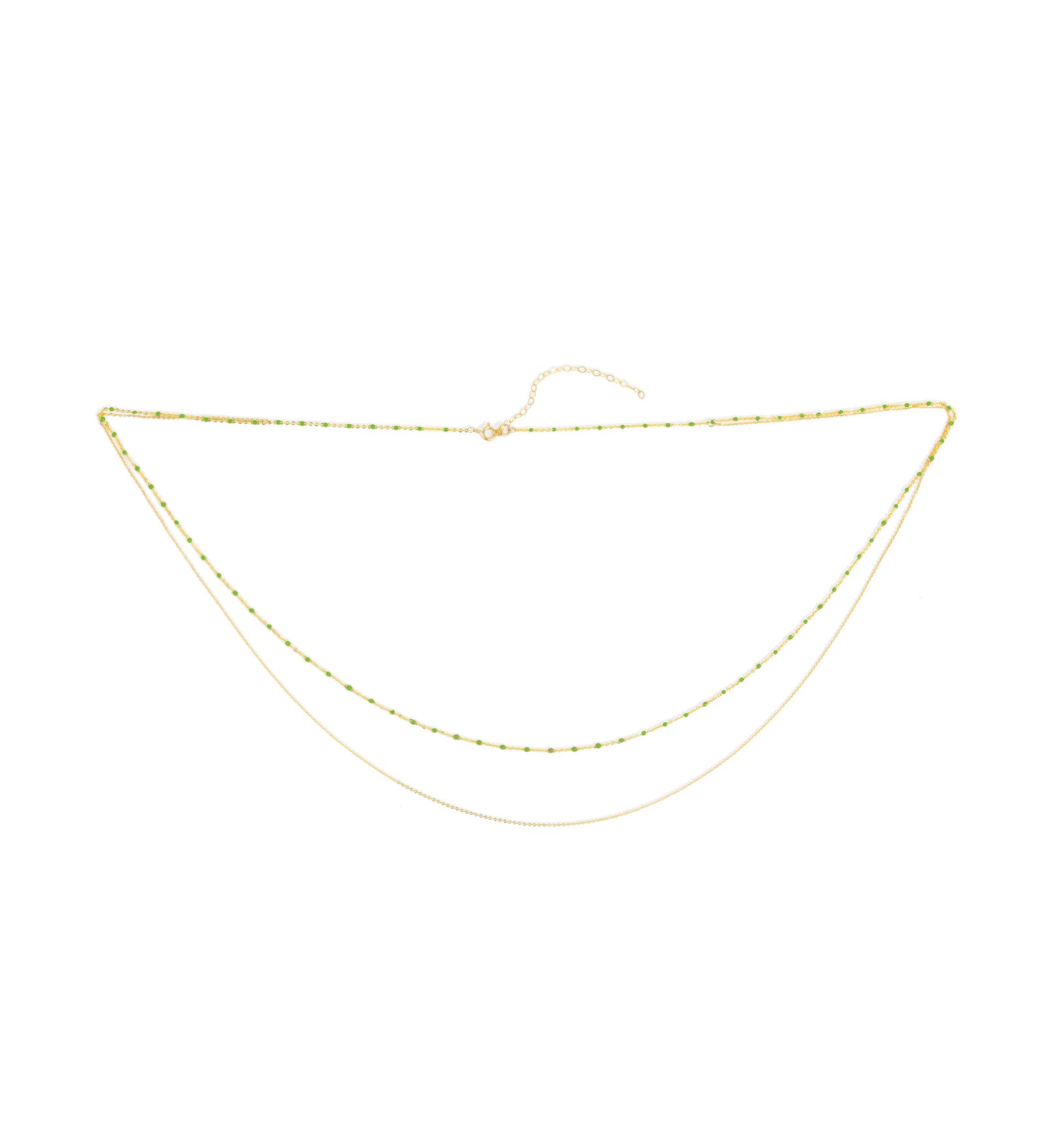 2 Row Enamel Beaded Belly Chain 14k Gold Filled, Green Enamel