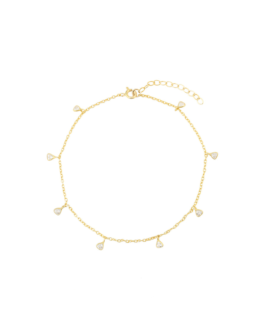 Triangle CZ Shaker Anklet 14k Gold Vermeil, 14k Gold Filled