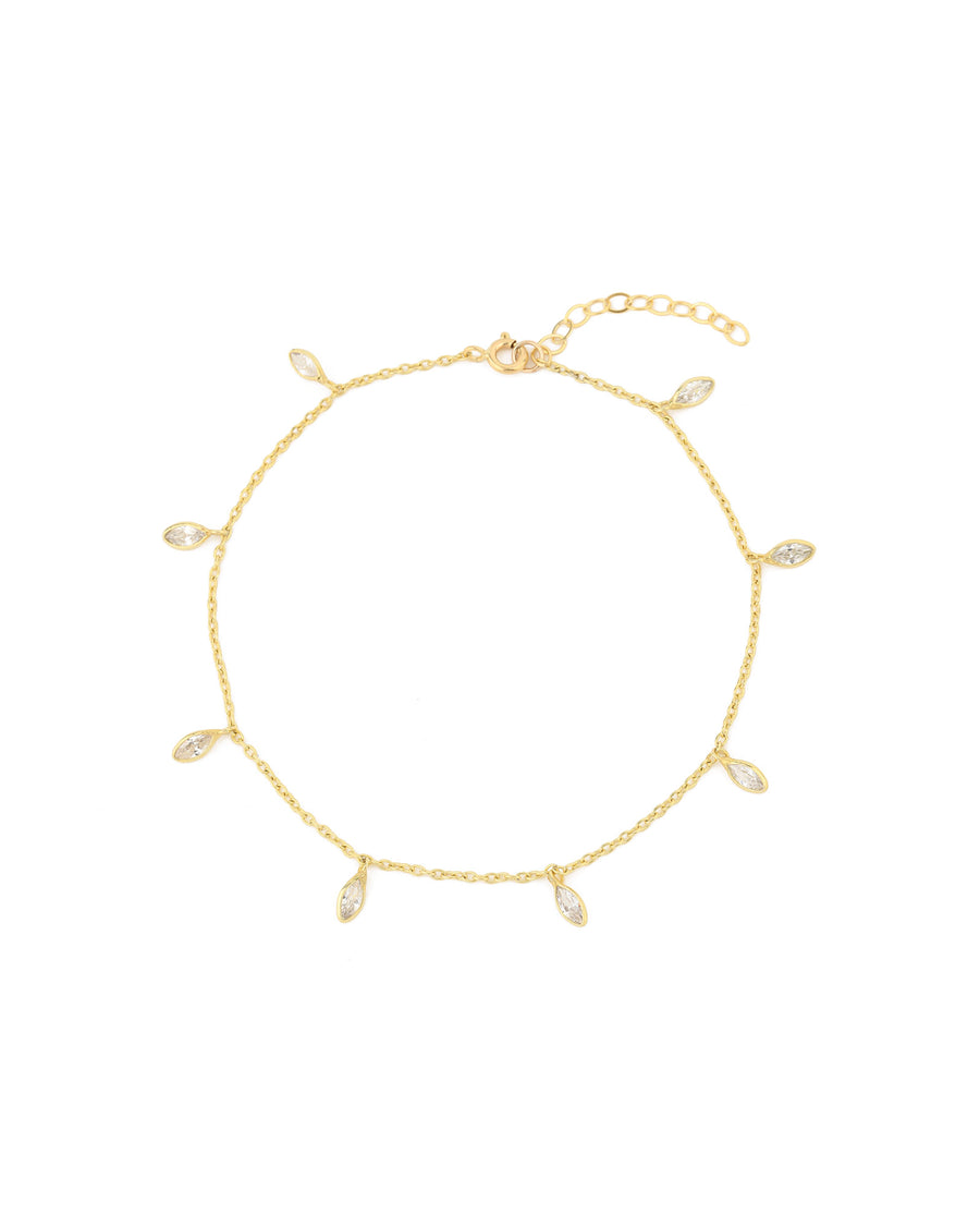 Marquis CZ Shaker Anklet 14k Gold Vermeil, 14k Gold Filled