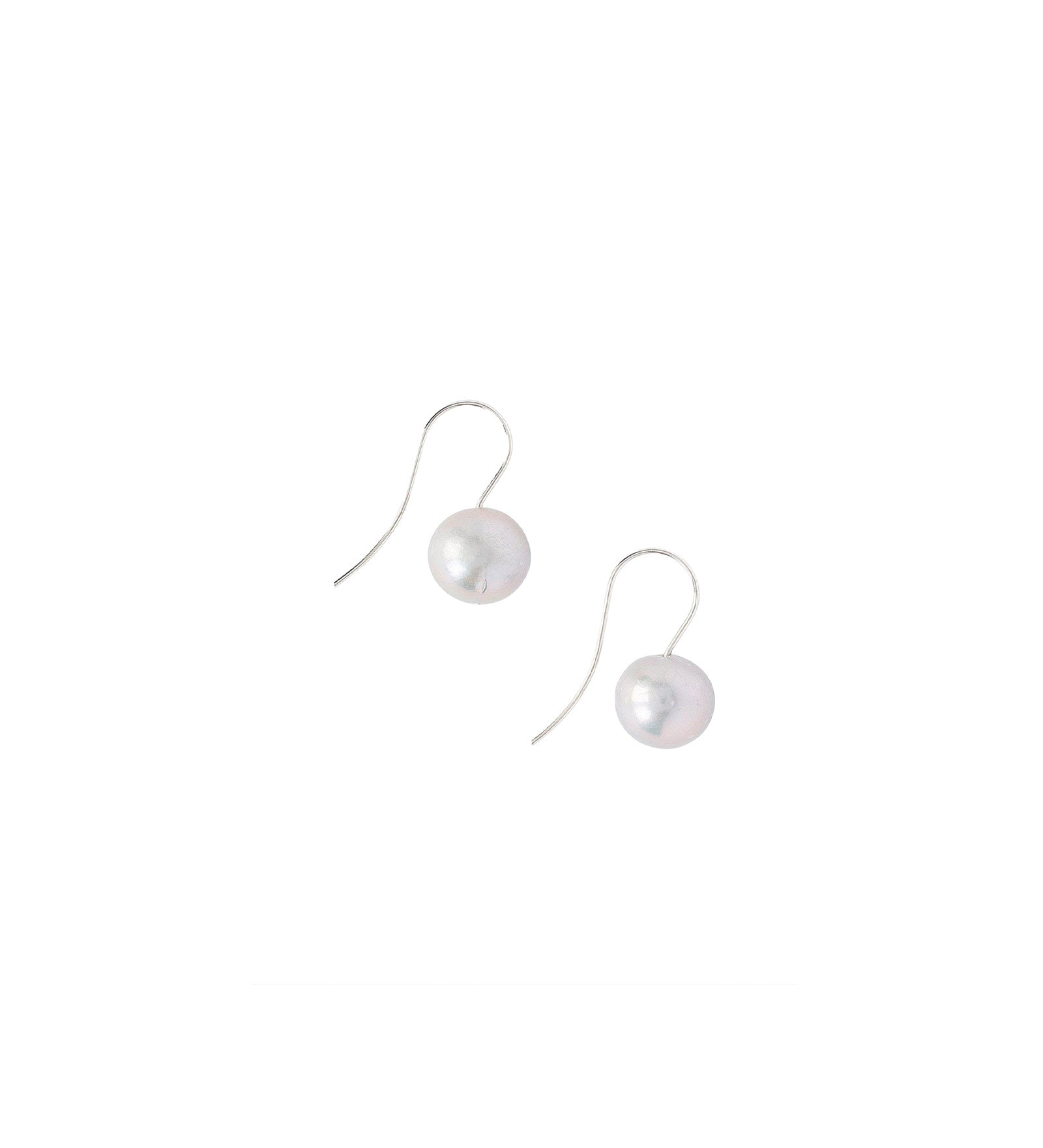 Grey Baroque Pearl and Silver Drop Hooks Sterling Silver, Grey Pearl