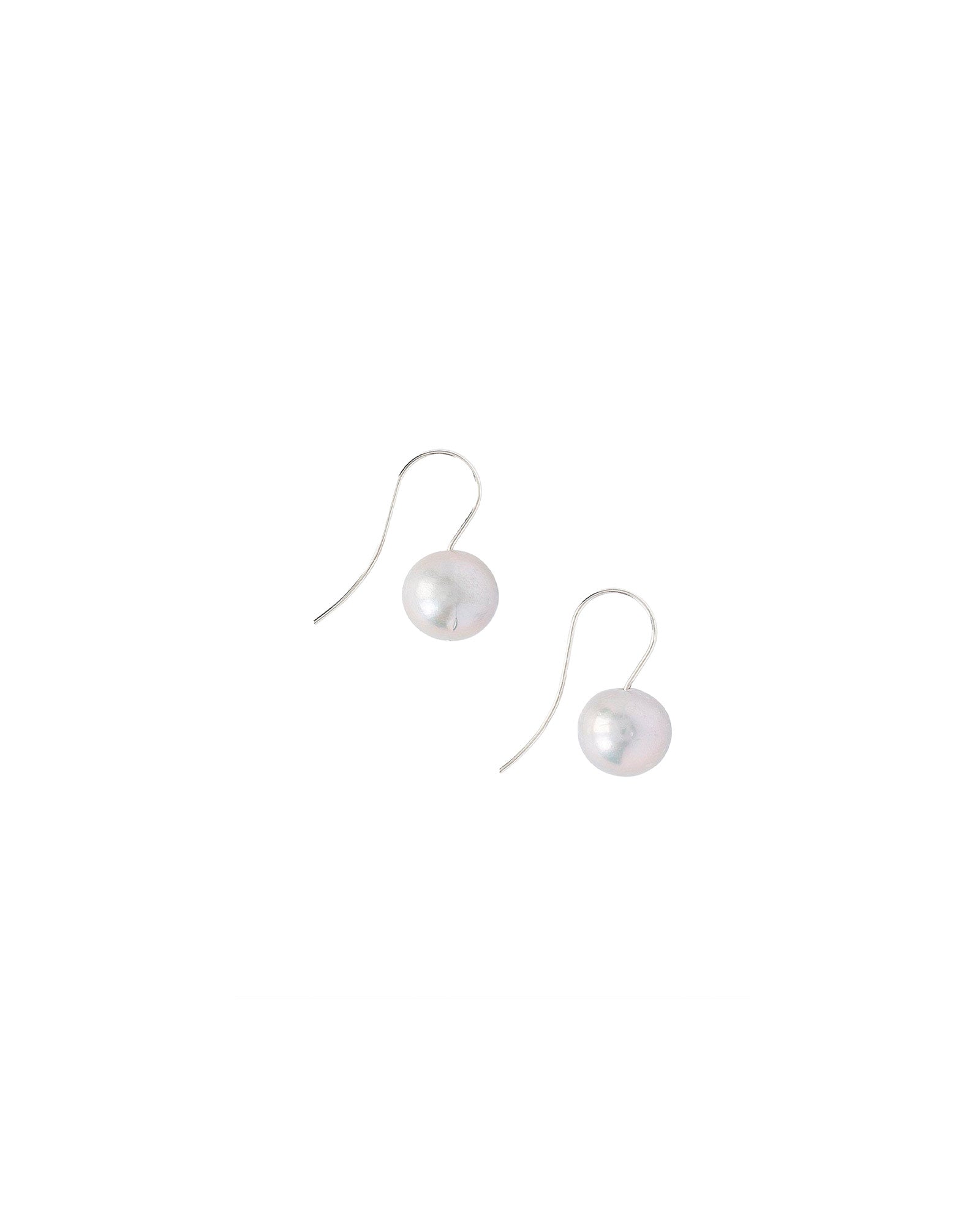 Grey Baroque Pearl and Silver Drop Hooks Sterling Silver, Grey Pearl