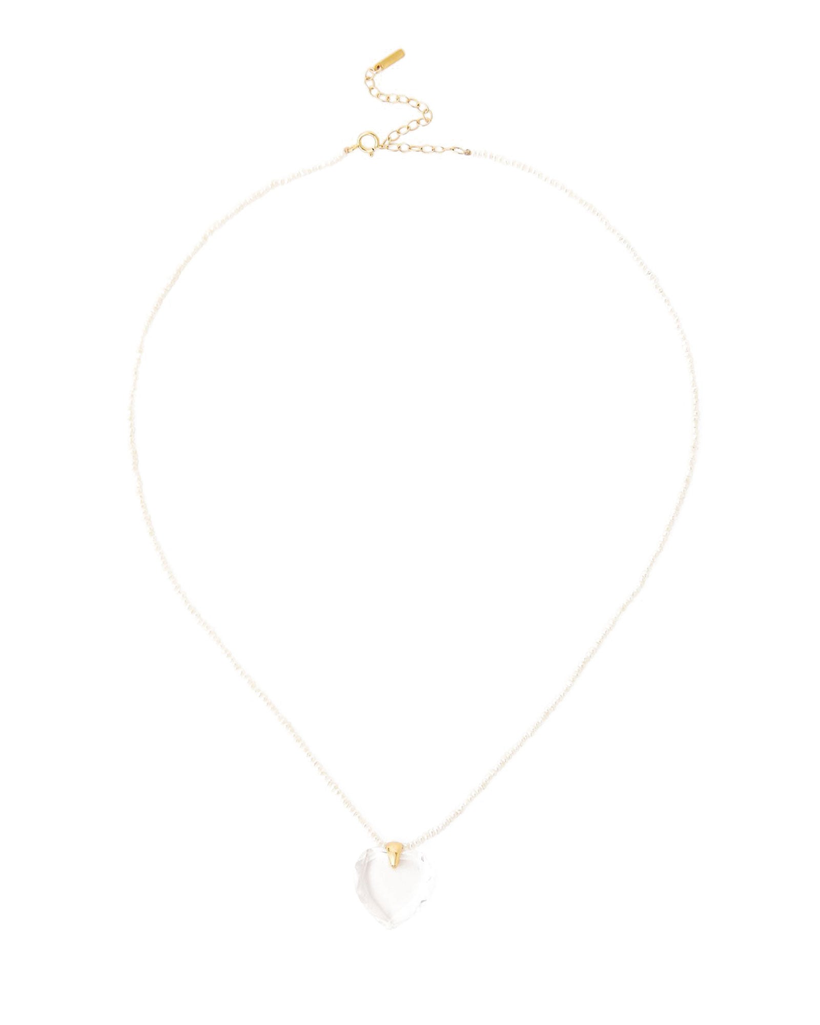 Chan Luu-Crystal Heart Pearl Necklace-Necklaces-18k Gold Vermeil, Crystal-Blue Ruby Jewellery-Vancouver Canada