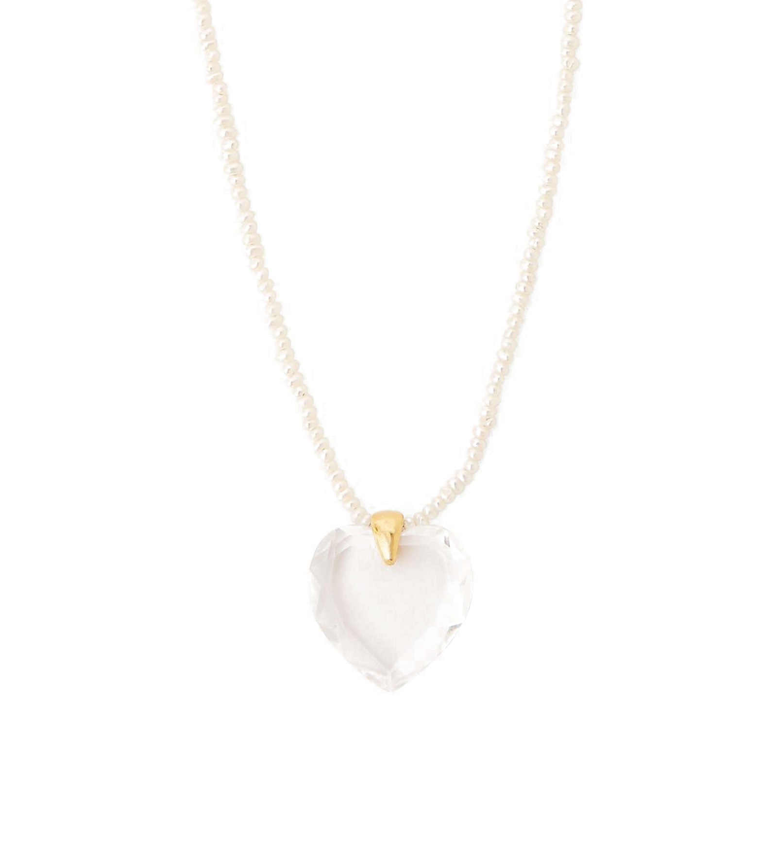 Chan Luu-Crystal Heart Pearl Necklace-Necklaces-18k Gold Vermeil, Crystal-Blue Ruby Jewellery-Vancouver Canada