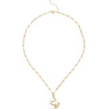 Snake Pearl Coin Diamond Necklace 18k Gold Vermeil, White Pearl