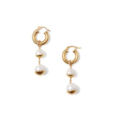 Gold Dipped Tiered Hoop Earrings 18k Gold Vermeil, White Pearl