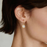 October Birthstone Earrings 18k Gold Vermeil, Opal Crystal