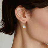 October Birthstone Earrings 18k Gold Vermeil, Opal Crystal