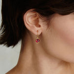 July Birthstone Earrings 18k Gold Vermeil, Ruby Crystal