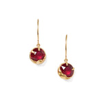 July Birthstone Earrings 18k Gold Vermeil, Ruby Crystal