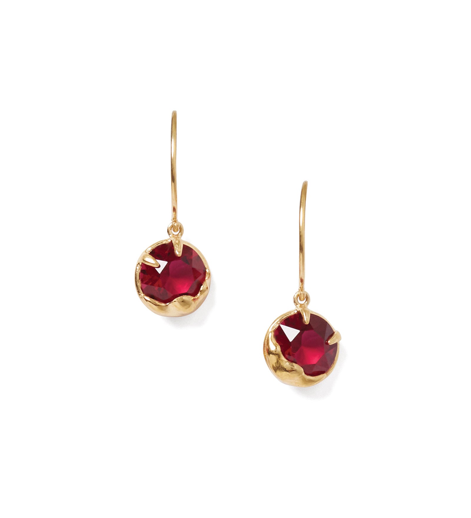 July Birthstone Earrings 18k Gold Vermeil, Ruby Crystal