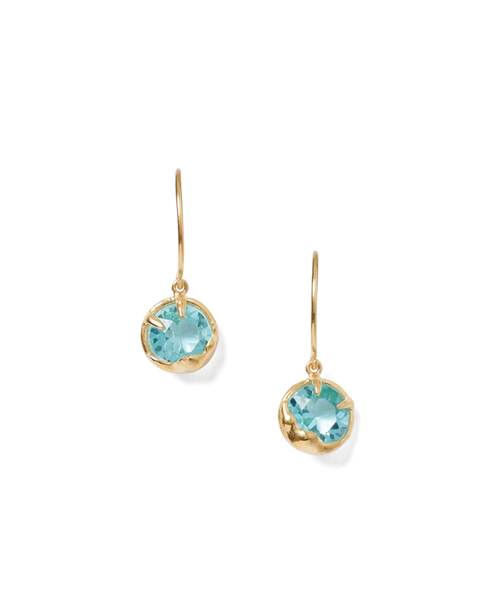 December Birthstone Earrings 18k Gold Vermeil, Light Turquoise Crystal