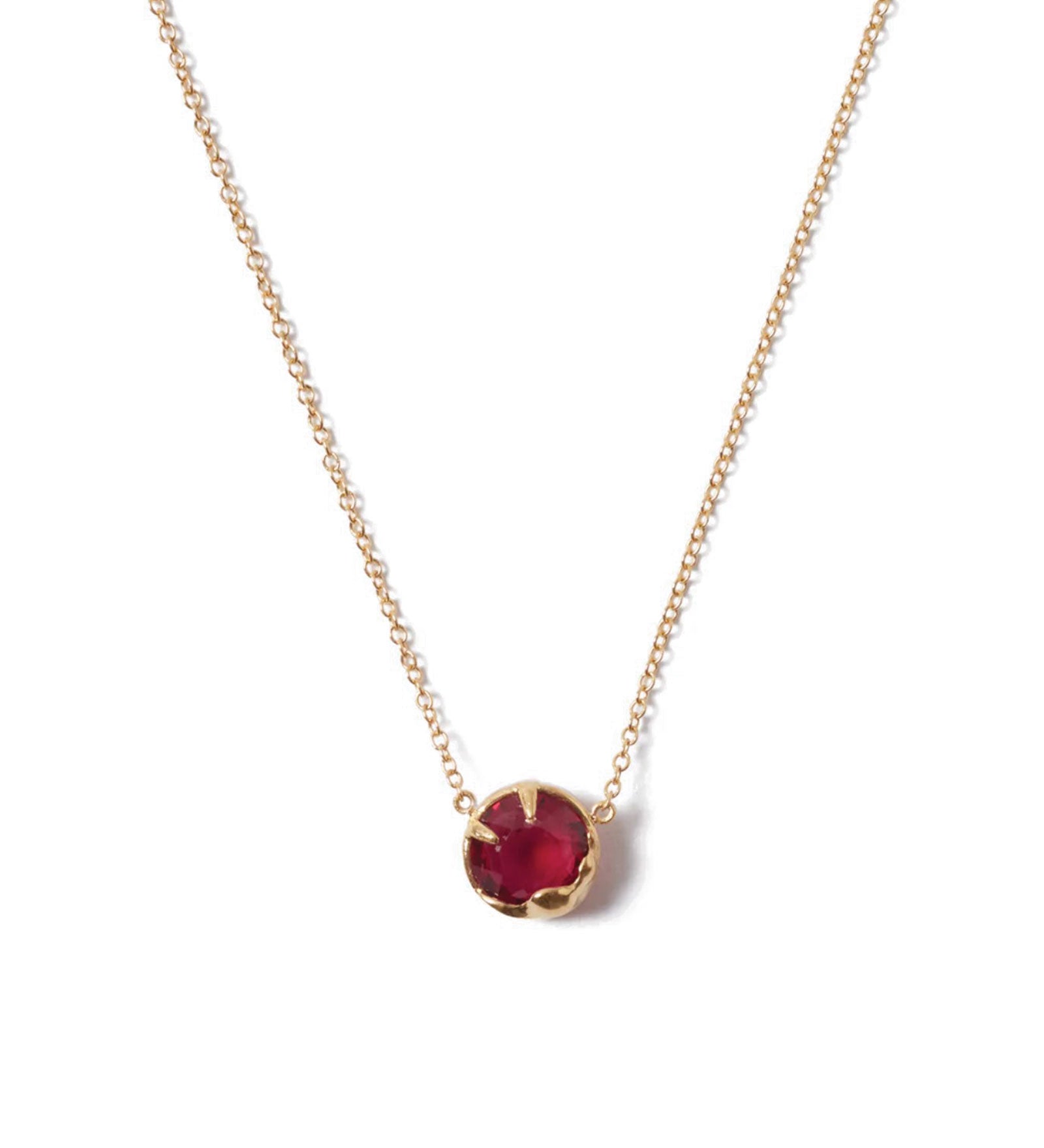 July Birthstone Necklace 18k Gold Vermeil, Ruby Crystal