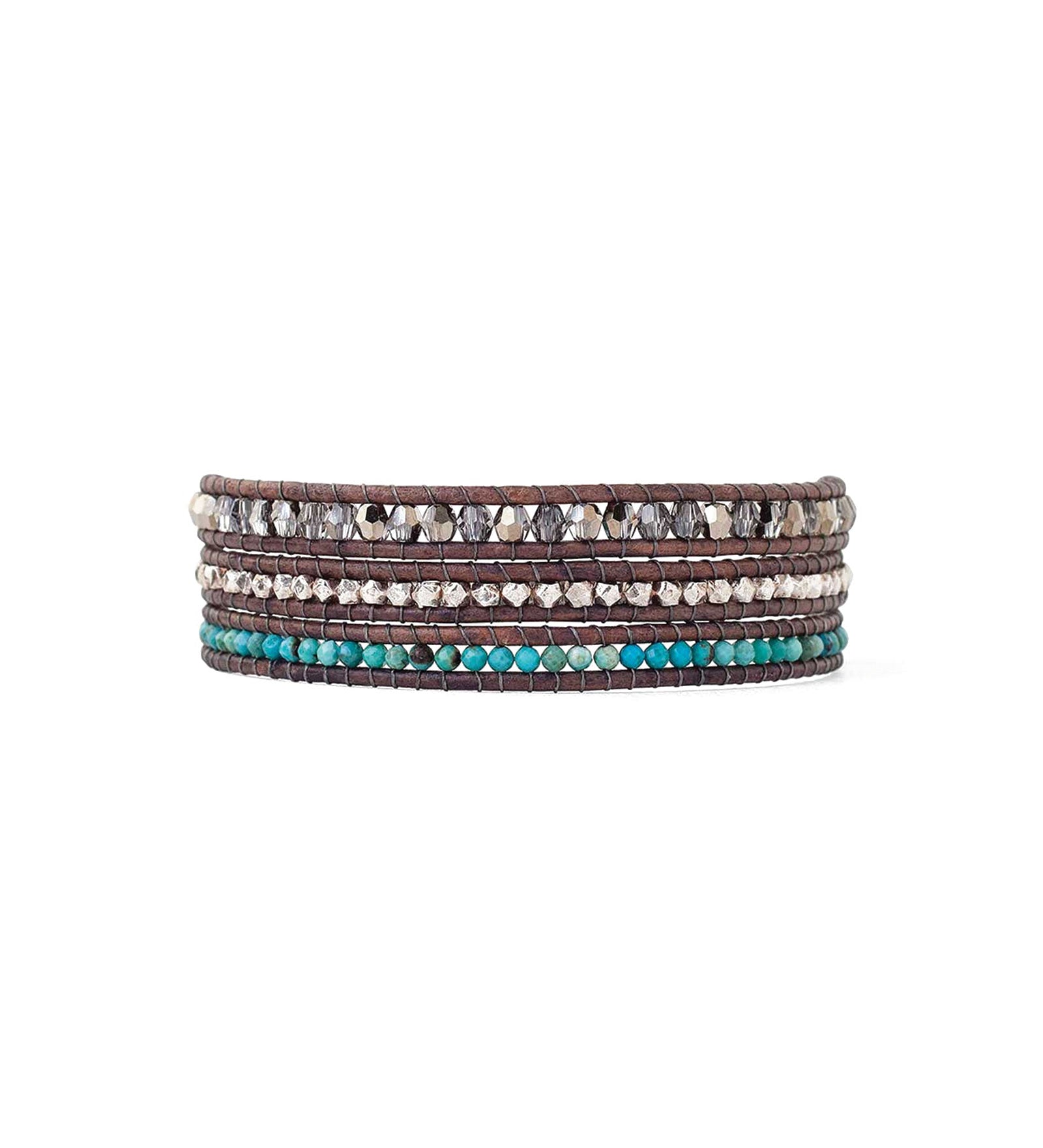 5 Wrap Turquoise Nugget Bracelet Sterling Silver, Turquoise