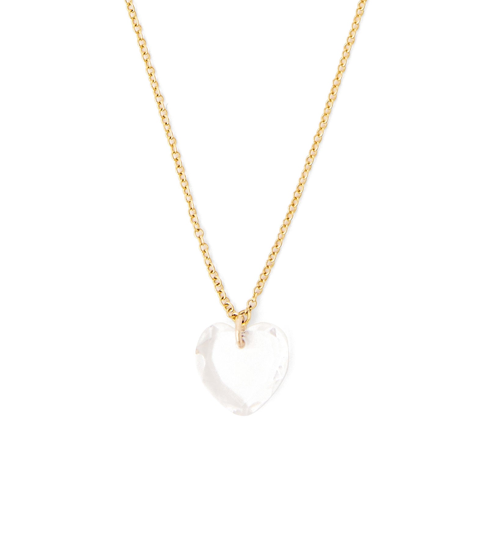 Crystal Heart Chain Necklace 18k Gold Vermeil, Crystal