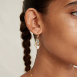 Halo Drop Earrings 18k Gold Vermeil, White Pearl