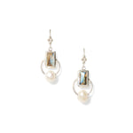 Halo Drop Earrings Sterling Silver, White Pearl