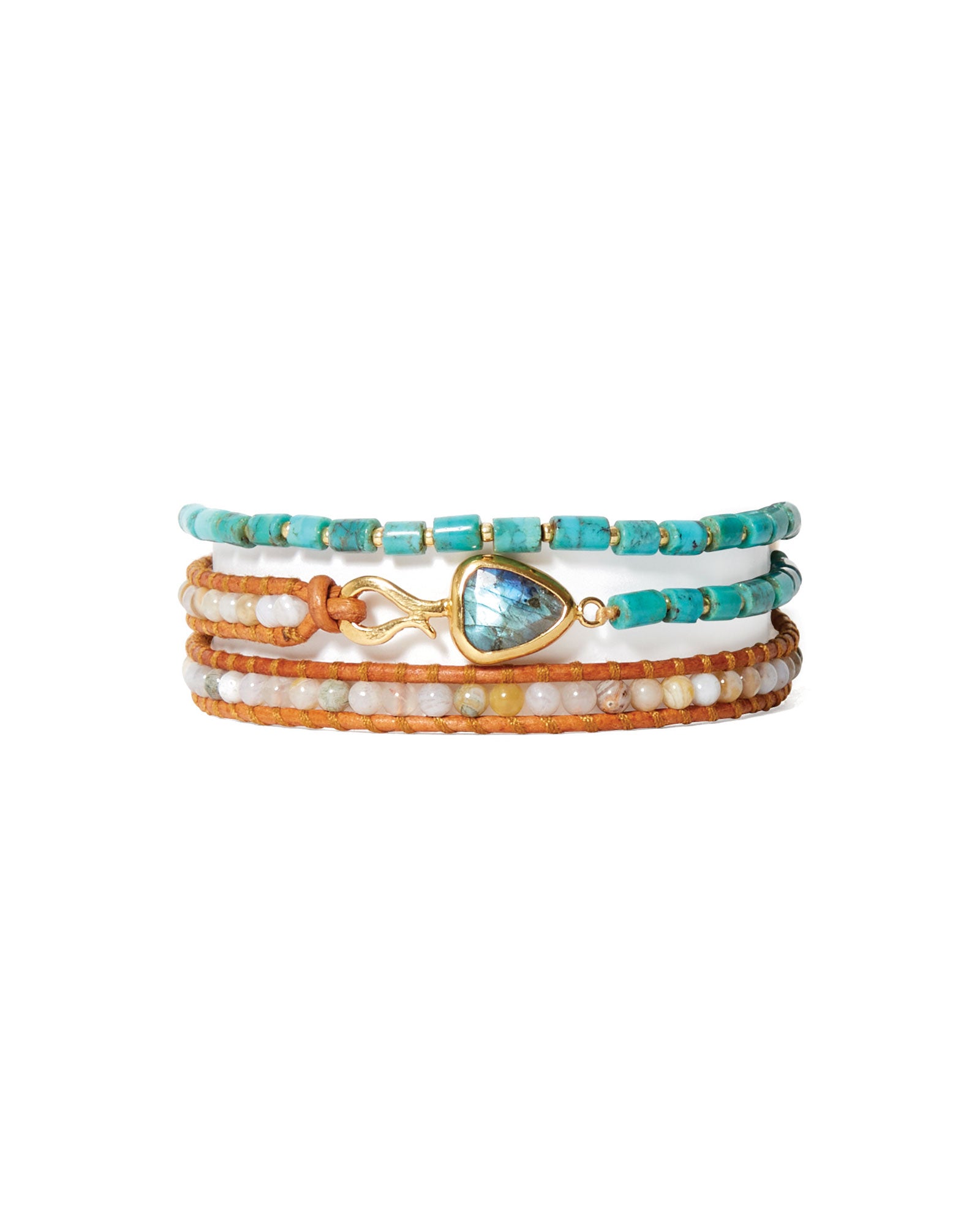 Rahel Triple Wrap Bracelet 18k Gold Vermeil, Turquoise