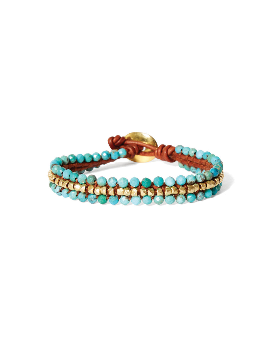 Chan Luu-Koa Cuff Wrap Bracelet-Bracelets-18k Gold Vermeil, Turquoise-Blue Ruby Jewellery-Vancouver Canada