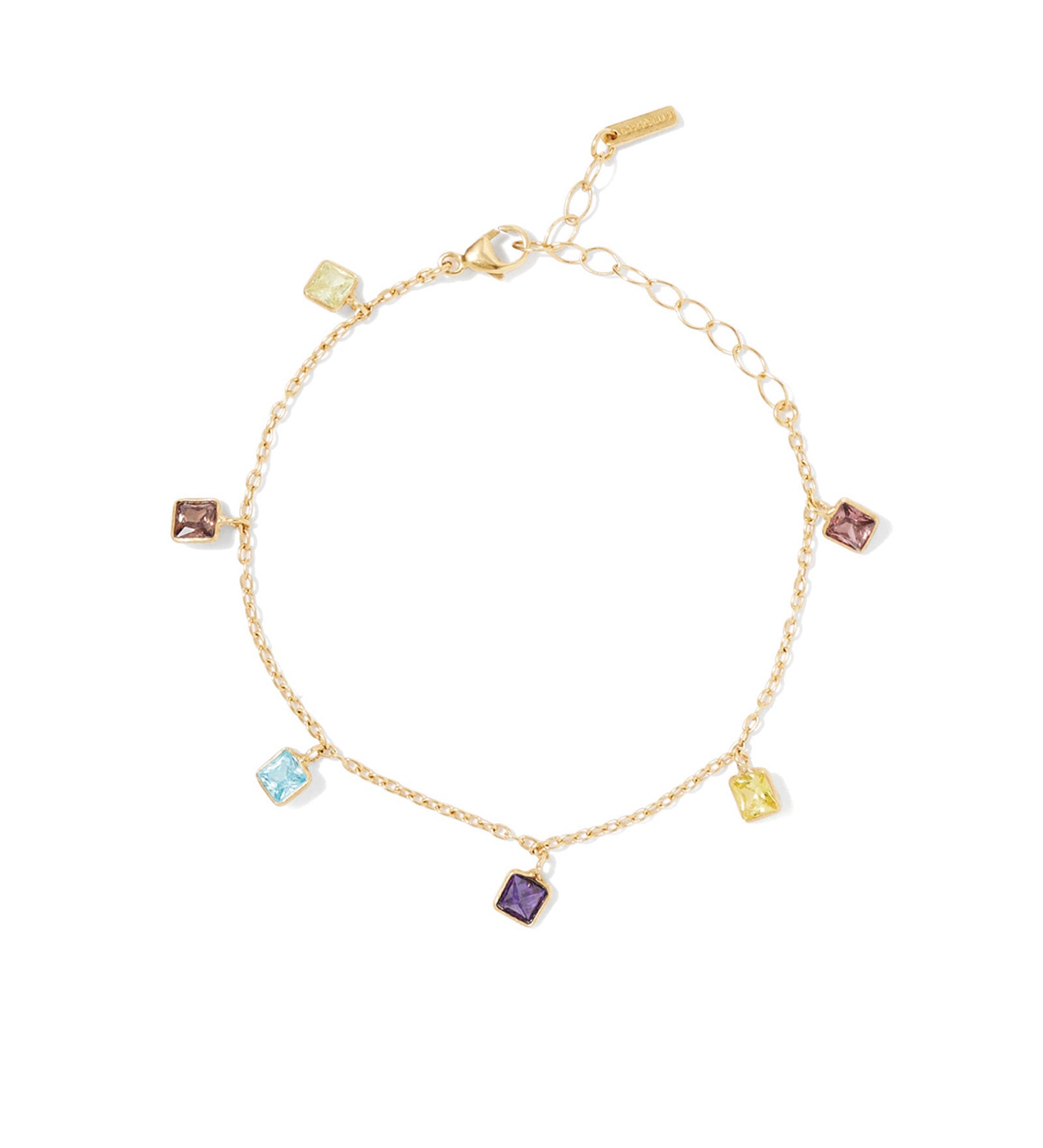 Bezel CZ Drop Bracelet 18k Gold Vermeil, Cubic Zirconia