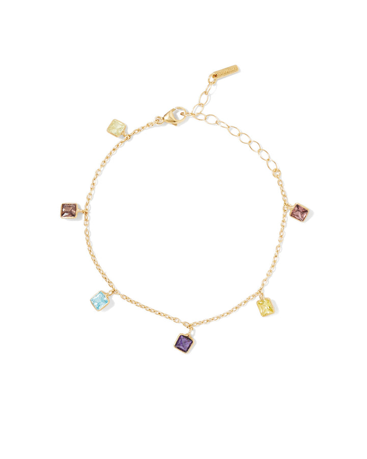 Bezel CZ Drop Bracelet 18k Gold Vermeil, Cubic Zirconia