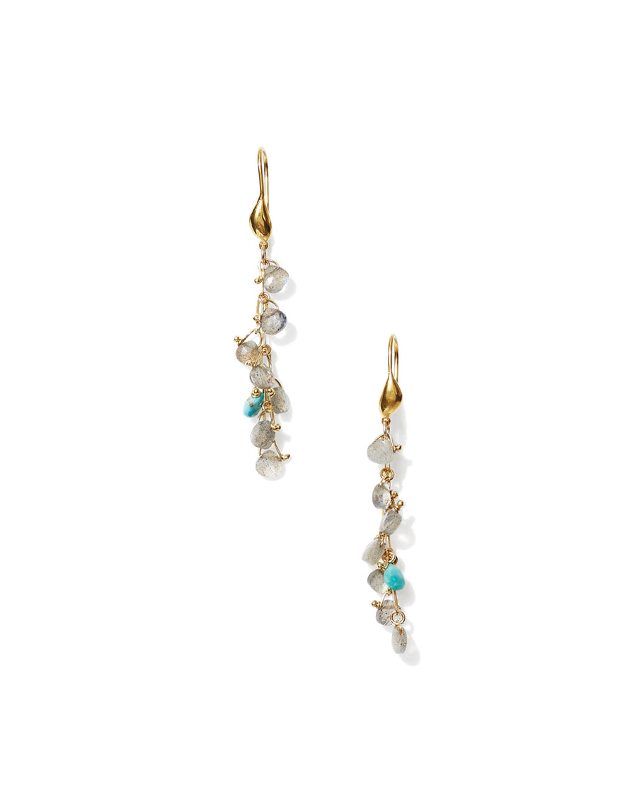 Mix Stone Chain Drop Hooks 18k Gold Vermeil, Labradorite