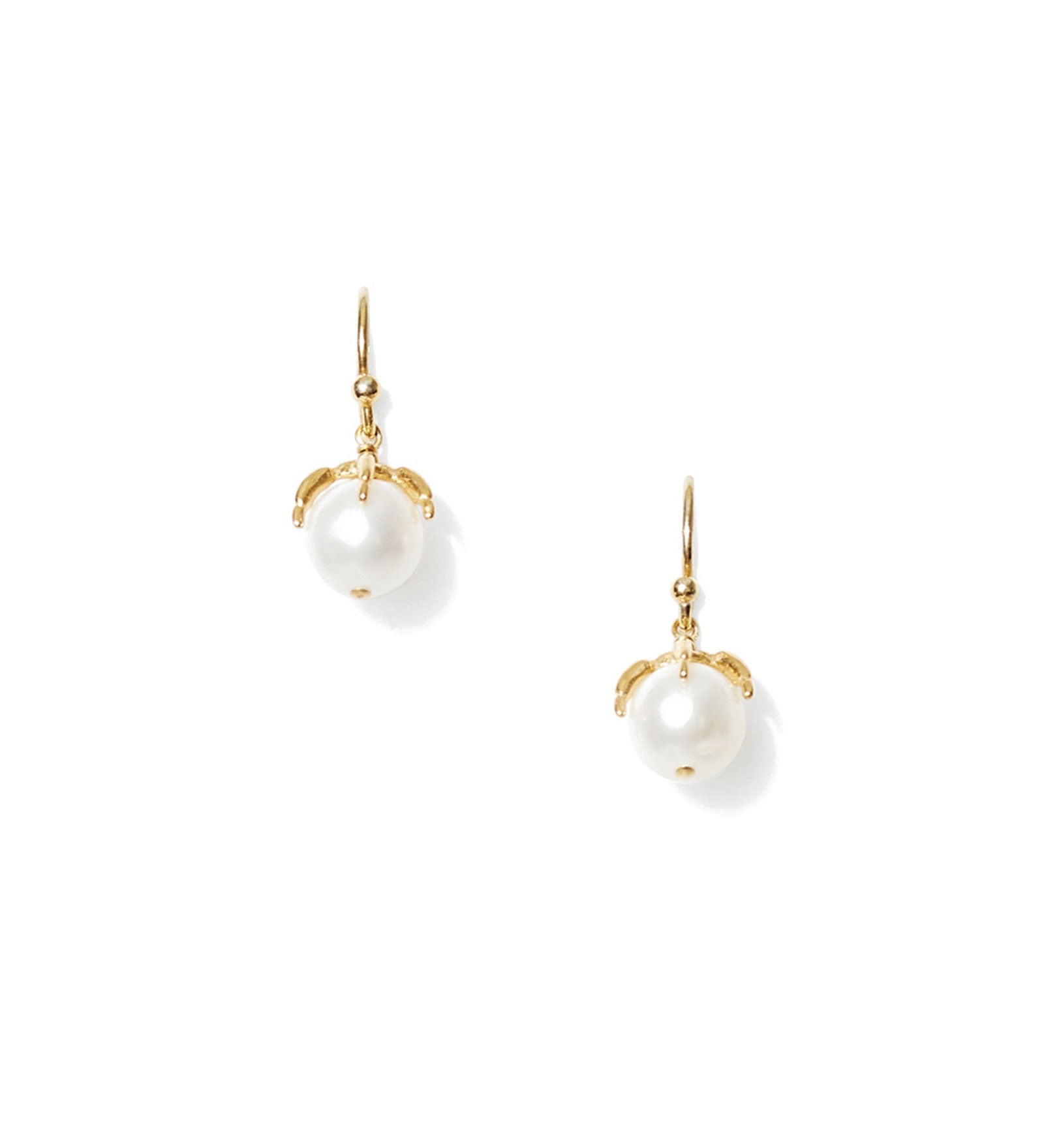 Claw Pearl Drop Hooks 18k Gold Vermeil, White Pearl