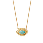 Bezel Stone Evil Eye Diamond Necklace 18k Gold Vermeil, Turquoise