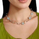 Link Claw Aquamarine Necklace Silver Plated, Aquamarine