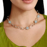 Link Claw Aquamarine Necklace Silver Plated, Aquamarine