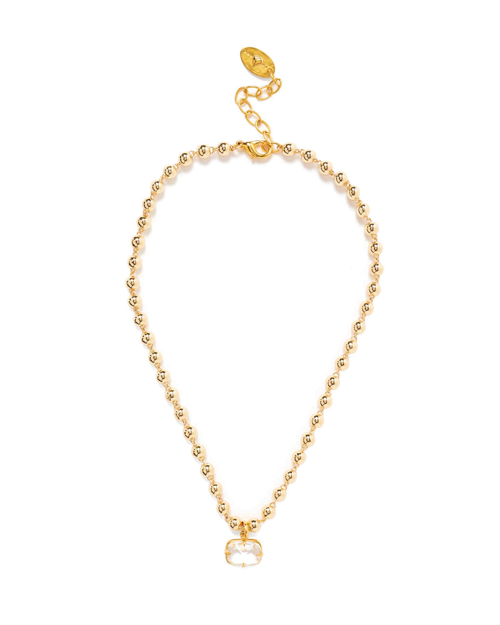 Andie Ball Chain Necklace 18k Gold Plated, Crystal