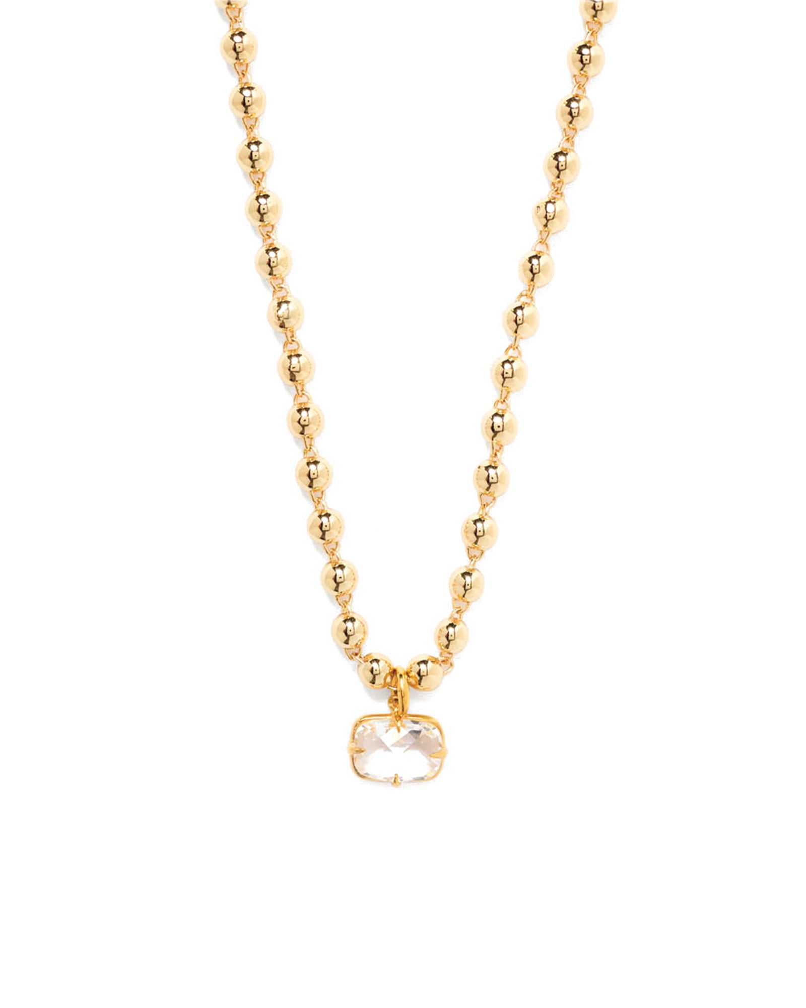 Andie Ball Chain Necklace 18k Gold Plated, Crystal