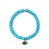 Evil Eye Charm Bracelet 18k Gold Vermeil, Turquoise