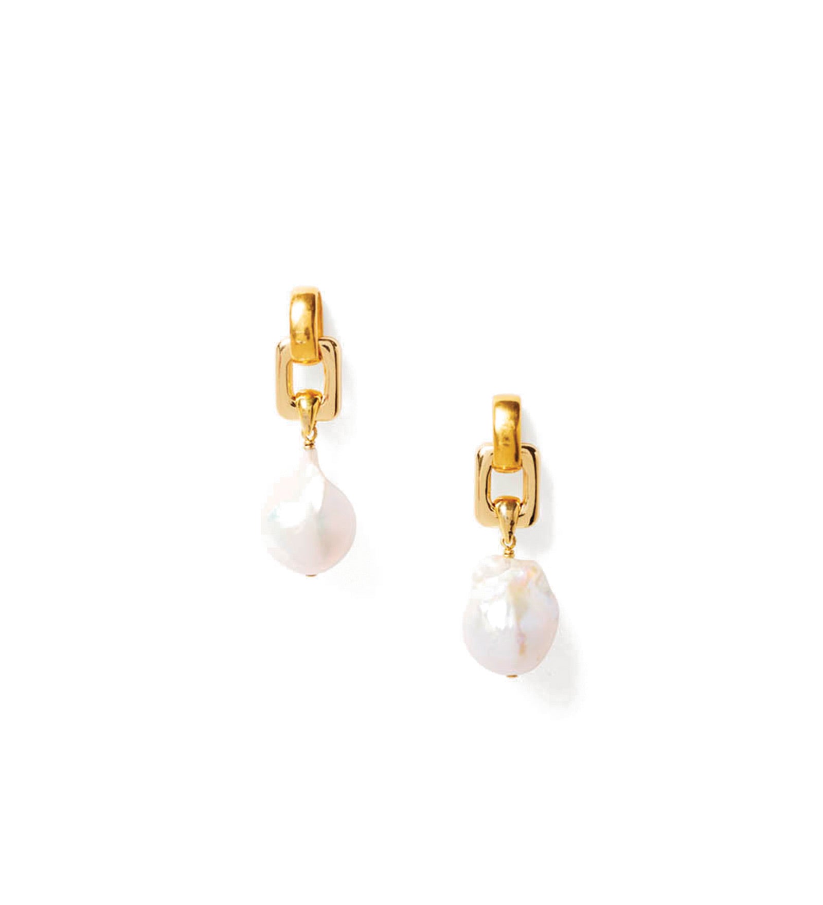 Ellis Earrings 18k Gold Plated, White Pearl