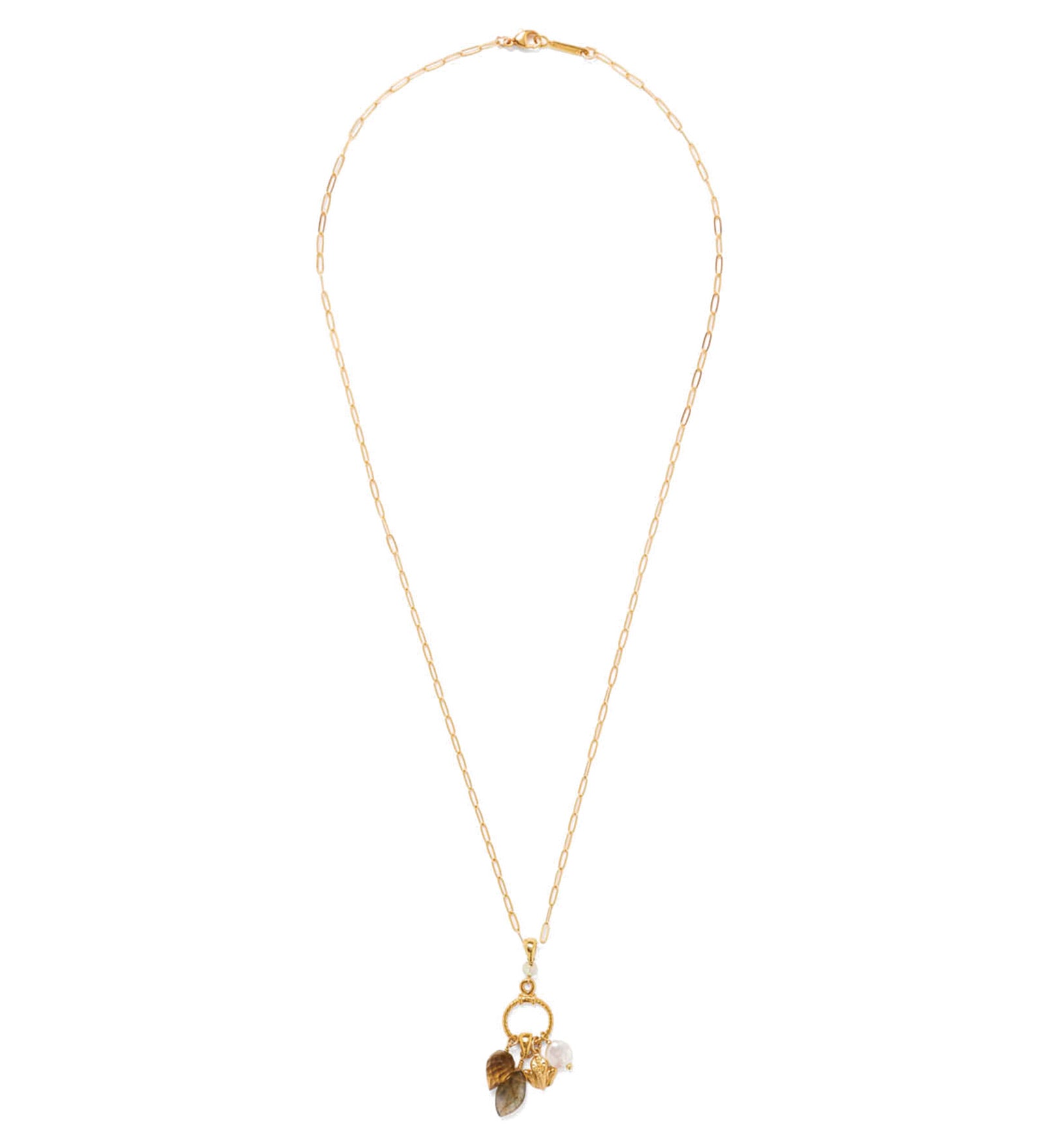 Coqui Charm Necklace 18k Gold Vermeil, Labradorite