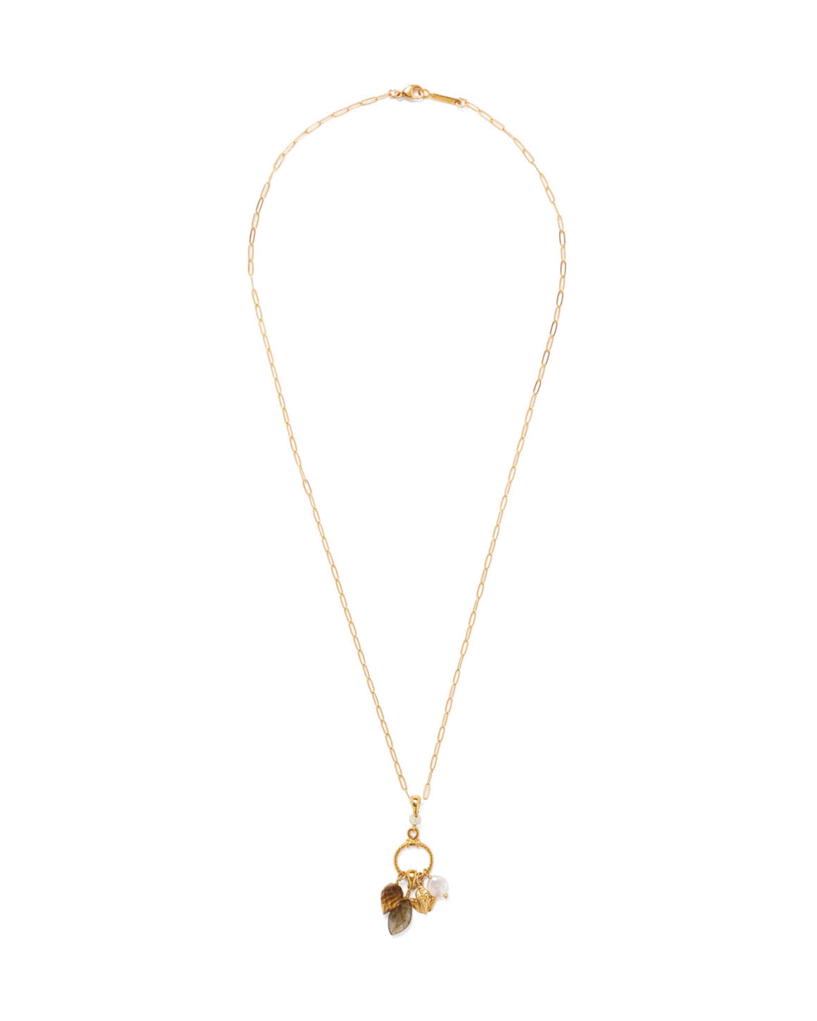 Coqui Charm Necklace 18k Gold Vermeil, Labradorite