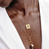 Coqui Charm Necklace 18k Gold Vermeil, Labradorite