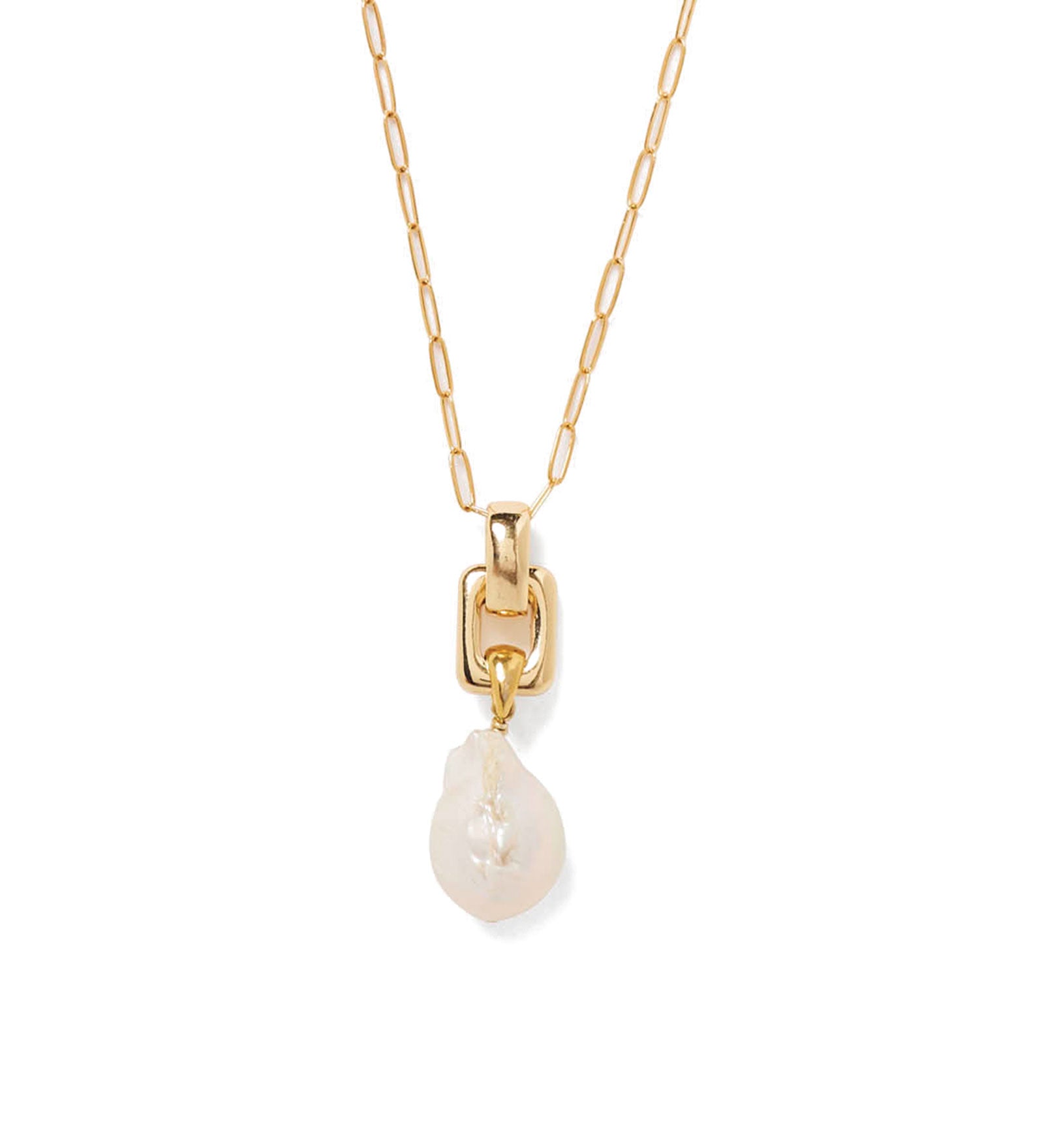 Ellis Necklace 18k Gold Plated, White Pearl