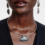 Yasmine Collar Necklace Silver Plated, Labradorite