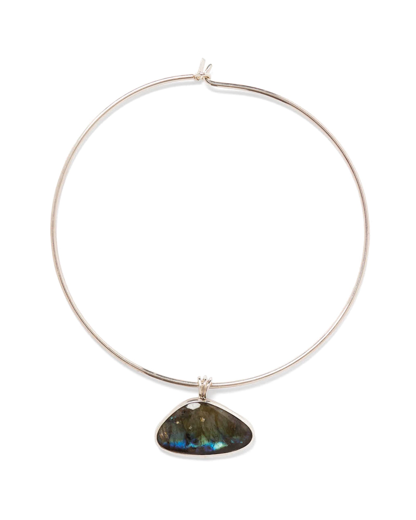 Yasmine Collar Necklace Silver Plated, Labradorite