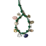 Leather Charm Bracelet | Green Mix 18k Gold Vermeil, Lapis, Pink Opal, Crystal