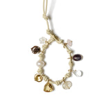 Leather Charm Bracelet | Natural Mix 18k Gold Vermeil, Mother of Pearl, Rose Quartz