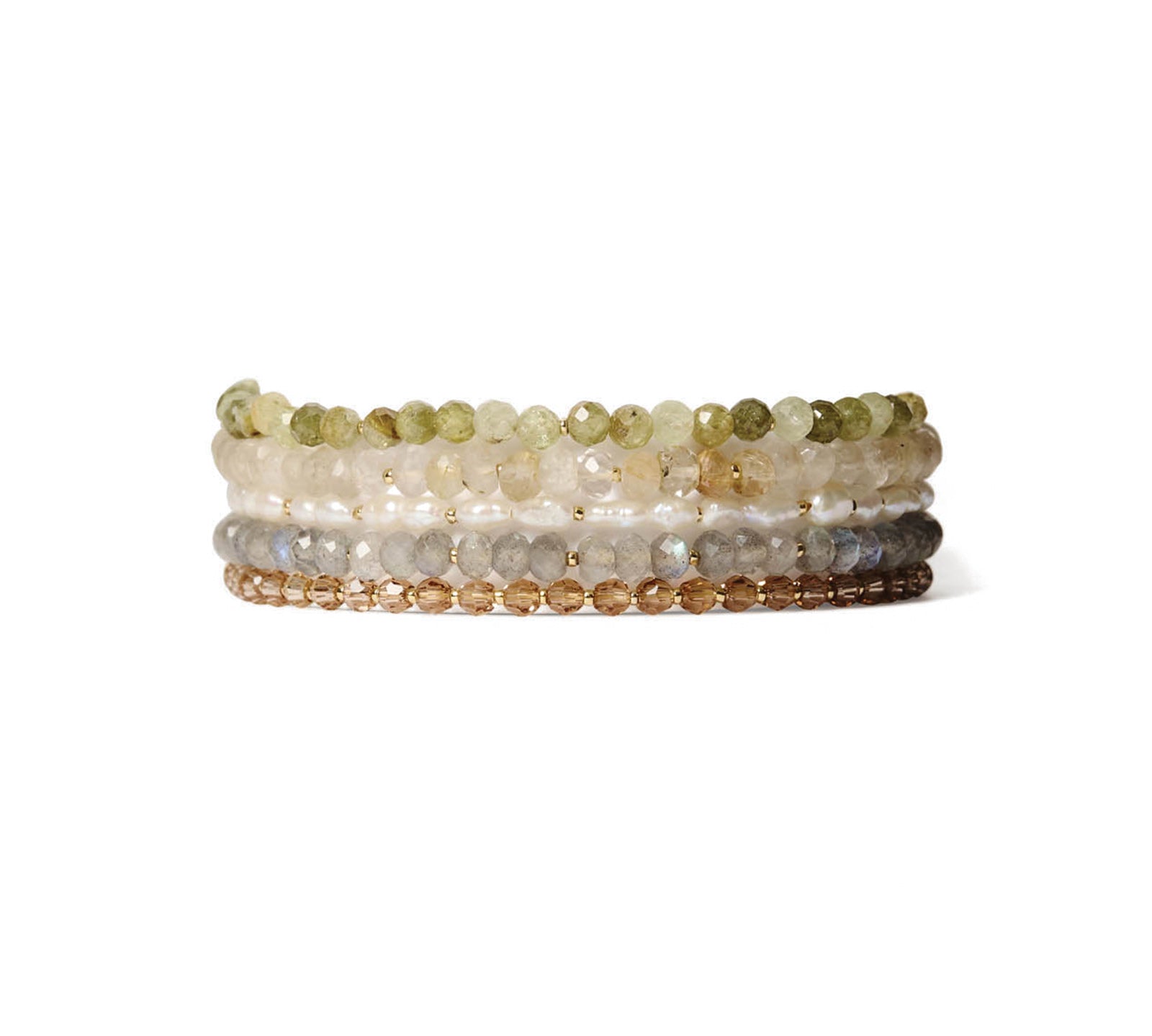 Campania Naked Wrap Bracelet 18k Gold Vermeil, Labradorite, White Pearl