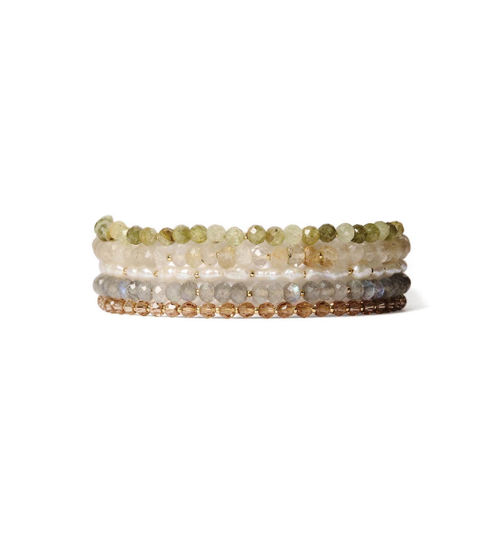 Campania Naked Wrap Bracelet 18k Gold Vermeil, Labradorite, White Pearl