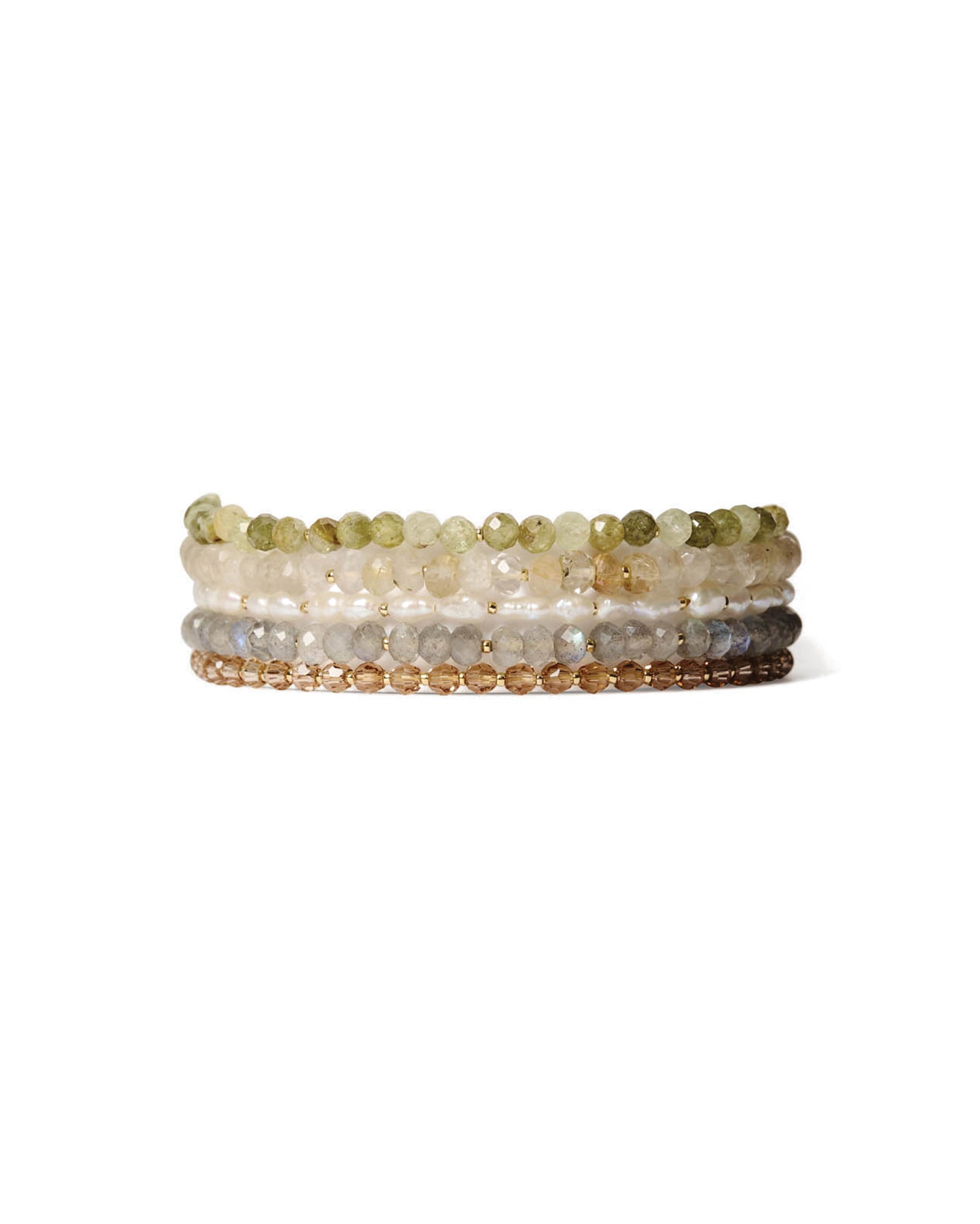 Campania Naked Wrap Bracelet 18k Gold Vermeil, Labradorite, White Pearl