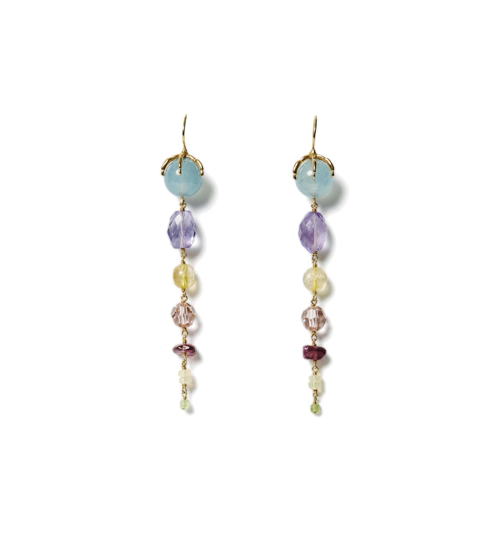 Lark Tiered Drop Earrings 18k Gold Vermeil, Mixed Stones